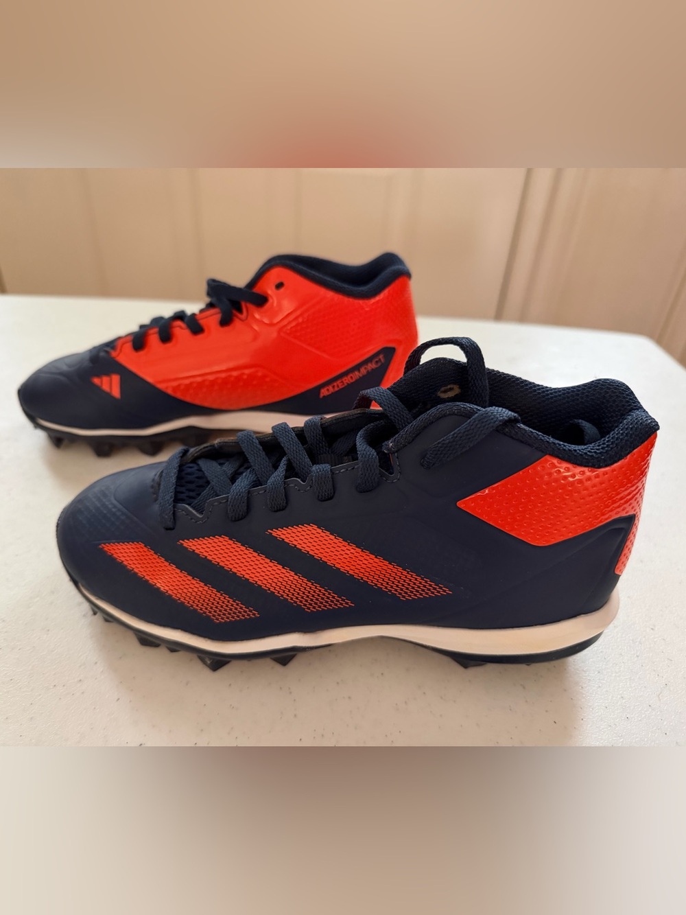 Adidas Adizeroimpact Kids Navy and Orange Cleats